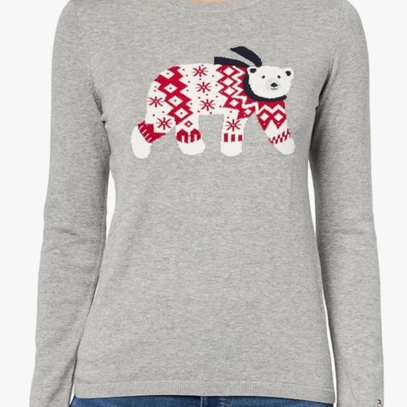 Tommy Hilfiger Crew Neck Sweater with Bear Wearing Pajamas Size L - Picture 2 of 4
